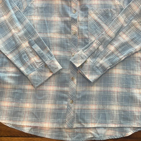Heyson Lightweight Blue Plaid flannel Oversized Shirt size Small - Picture 7 of 16